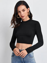 evolu Form-Fitting Mock Neck Crop Top